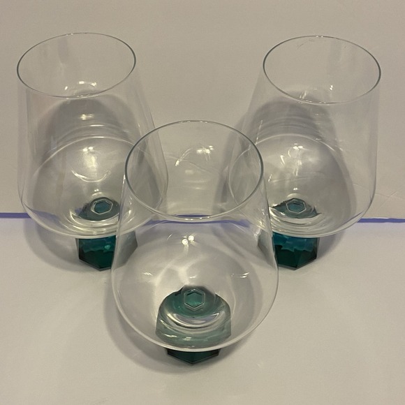 Vintage‎ Rare Clear Fantasy GLASS  Wine/ COGNAC With Green Diamond Base - Picture 3 of 15